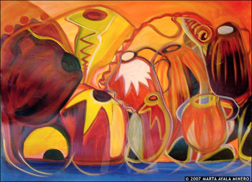 Nine Pots &nbsp;&nbsp;48" x 30" &nbsp;US $875&nbsp;&nbsp;&nbsp;SOLD